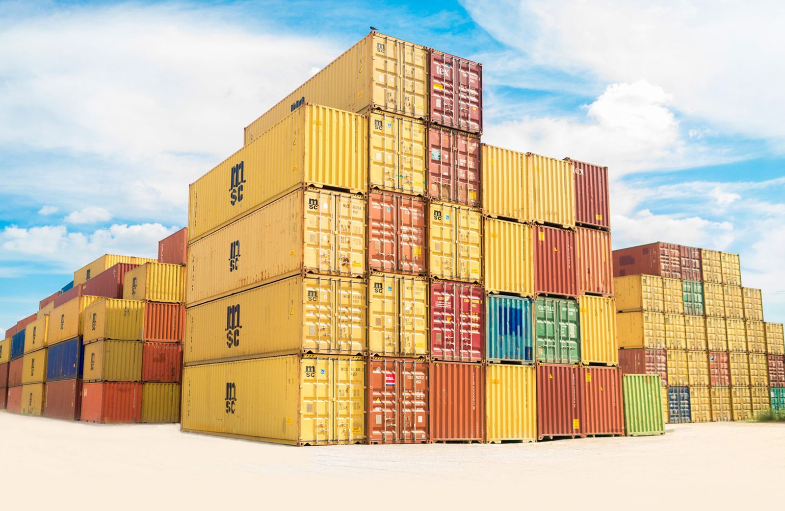 Shipping containers for export logistics from Korea